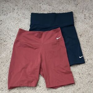 Nike Women's Red and Navy Biker Shorts